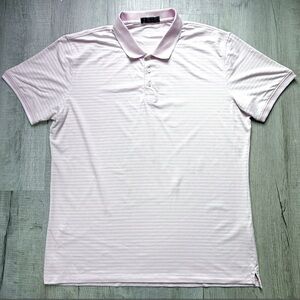 Men's G/Fore Gold Light Pink Striped Short Sleeve Performance Shirt GFORE